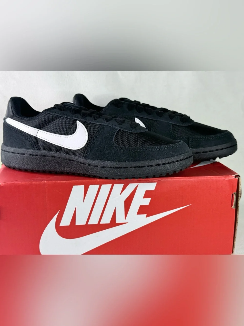 Nike Field General GS Black Suede and Mesh Sneakers with White Swoosh